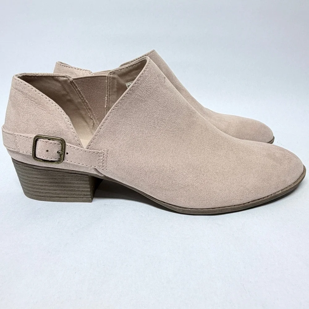 American Eagle Womens Blush Pink Faux Suede Cutout Ankle Booties Size 13